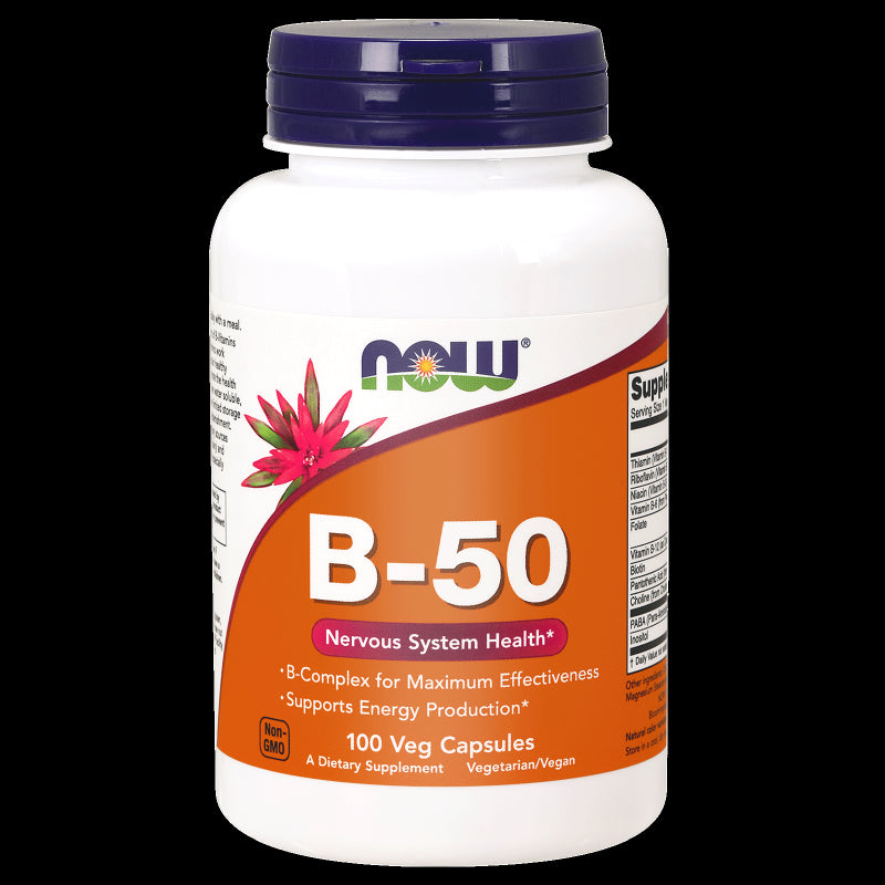Vitamine B50 complexe de vitamine b 100 gélules NOW FOODS