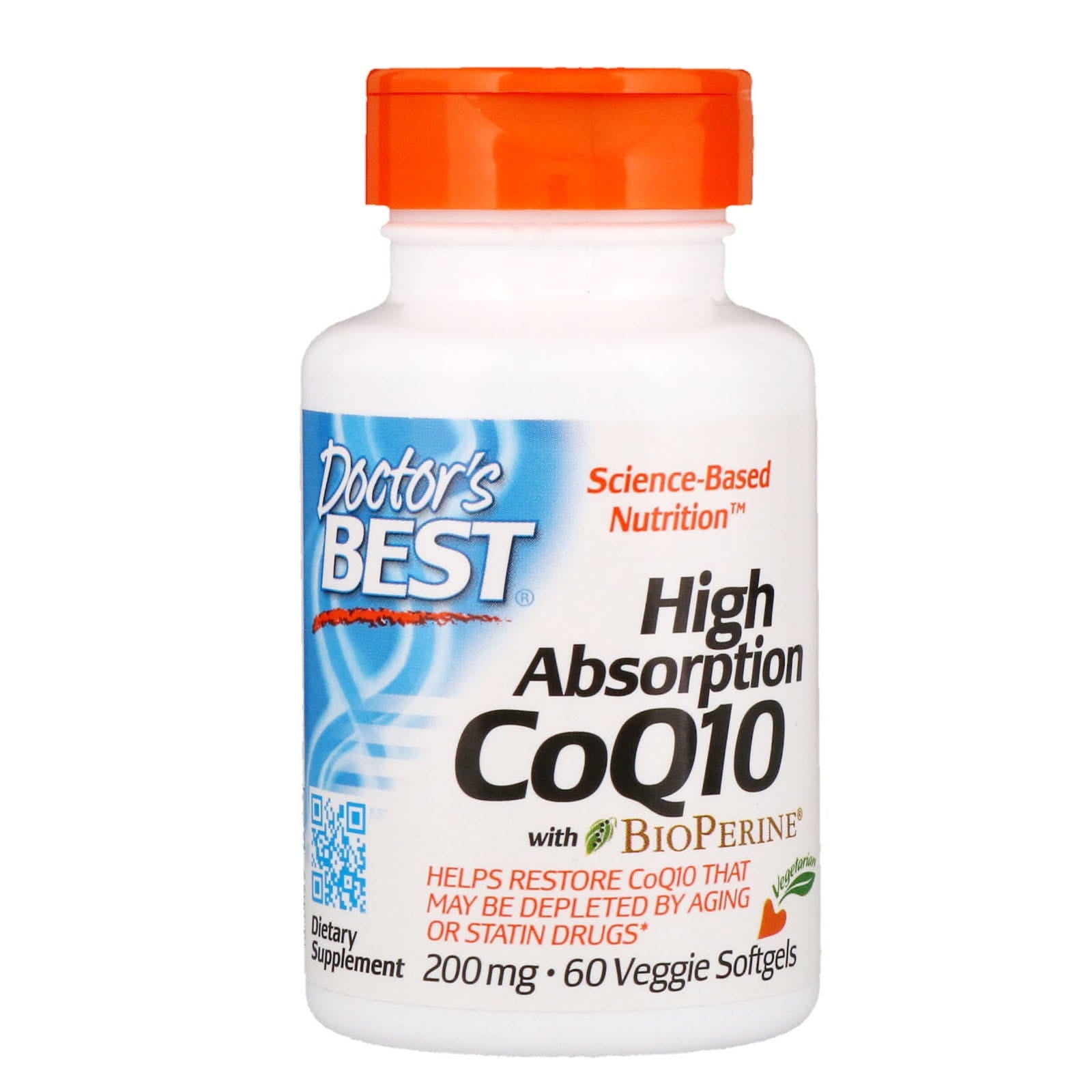 Coenzyme Q10 200 MG et pipérine biopérine végétarienne 60 gélules DOCTOR'S BEST