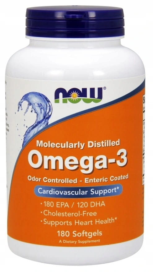 Omega3 moléculairement distillé 180 capsules NOW FOODS