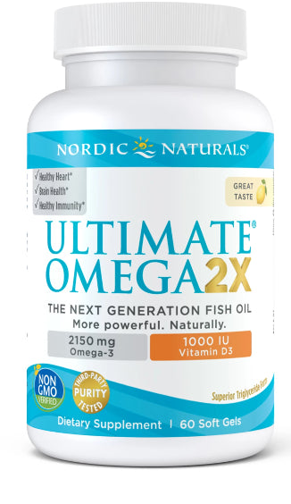 Oméga 2x ultime avec vitamine D3 60 gélules NORDIC NATURALS