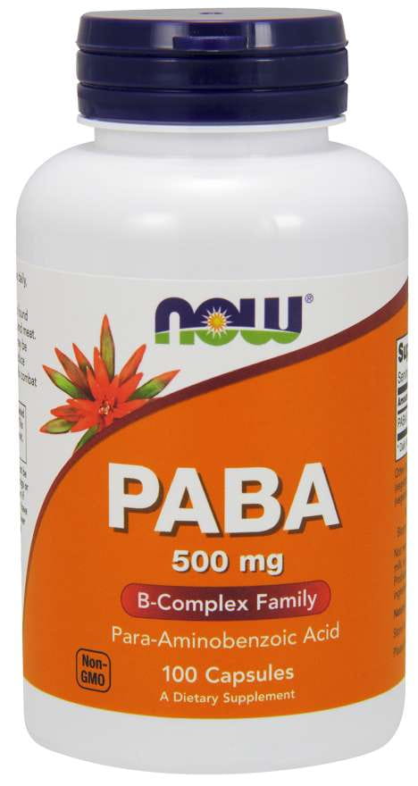 Acide para-aminobenzoïque Paba 500 MG 100 gélules NOW FOODS
