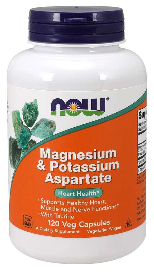 Aspartate de magnésium et de potassium magnésium taurine et potassium 120 gélules NOW FOODS