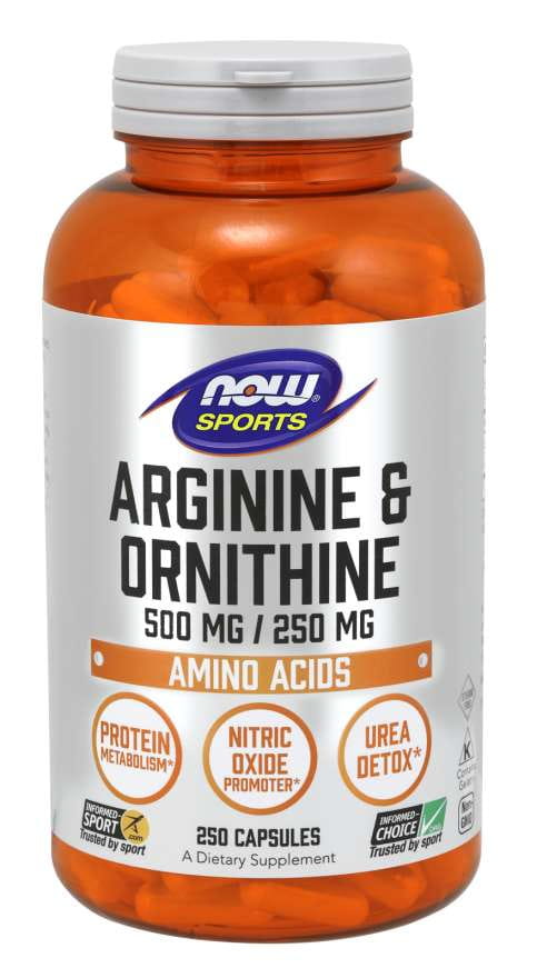 Larginine 500 MG et Lornithine 250 MG 250 gélules NOW FOODS