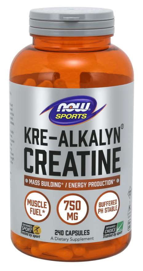Krealkalyn® monohydrate de créatine tamponnée à la créatine 750 MG 240 gélules NOW FOODS