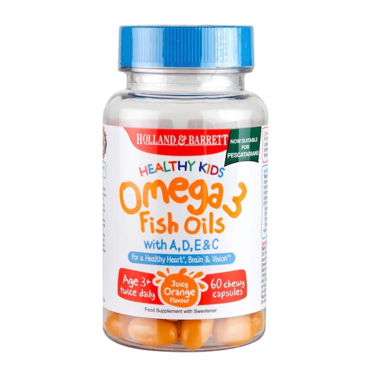 Healthy kids OMEGA 3 huile de poisson avec un DE & C 60 capsules HOLLAND & BARRETT