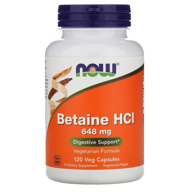 Bétaïne bétaïne HCL 648 MG 120 gélules NOW FOODS