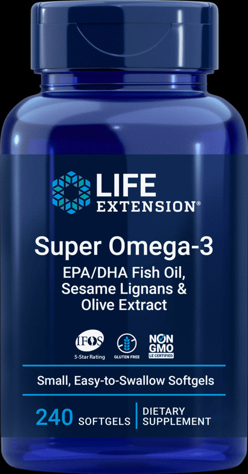 Super OMEGA - 3 EPA/DHA aux lignanes de sésame et extrait d'olive 240 capsules LIFE EXTENSION