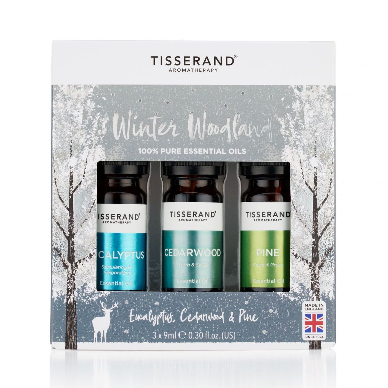 Coffret de 3 huiles essentielles bois d'hiver dans un coffret de Noël de 3 x 9 ml TISSERAND