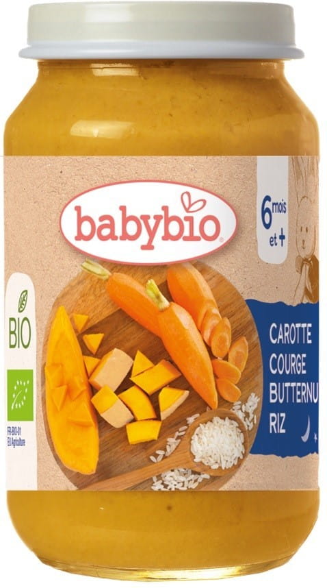 Plat du soir : riz aux carottes et courge musquée dès 6 mois sans gluten BIO 200g BABYBIO