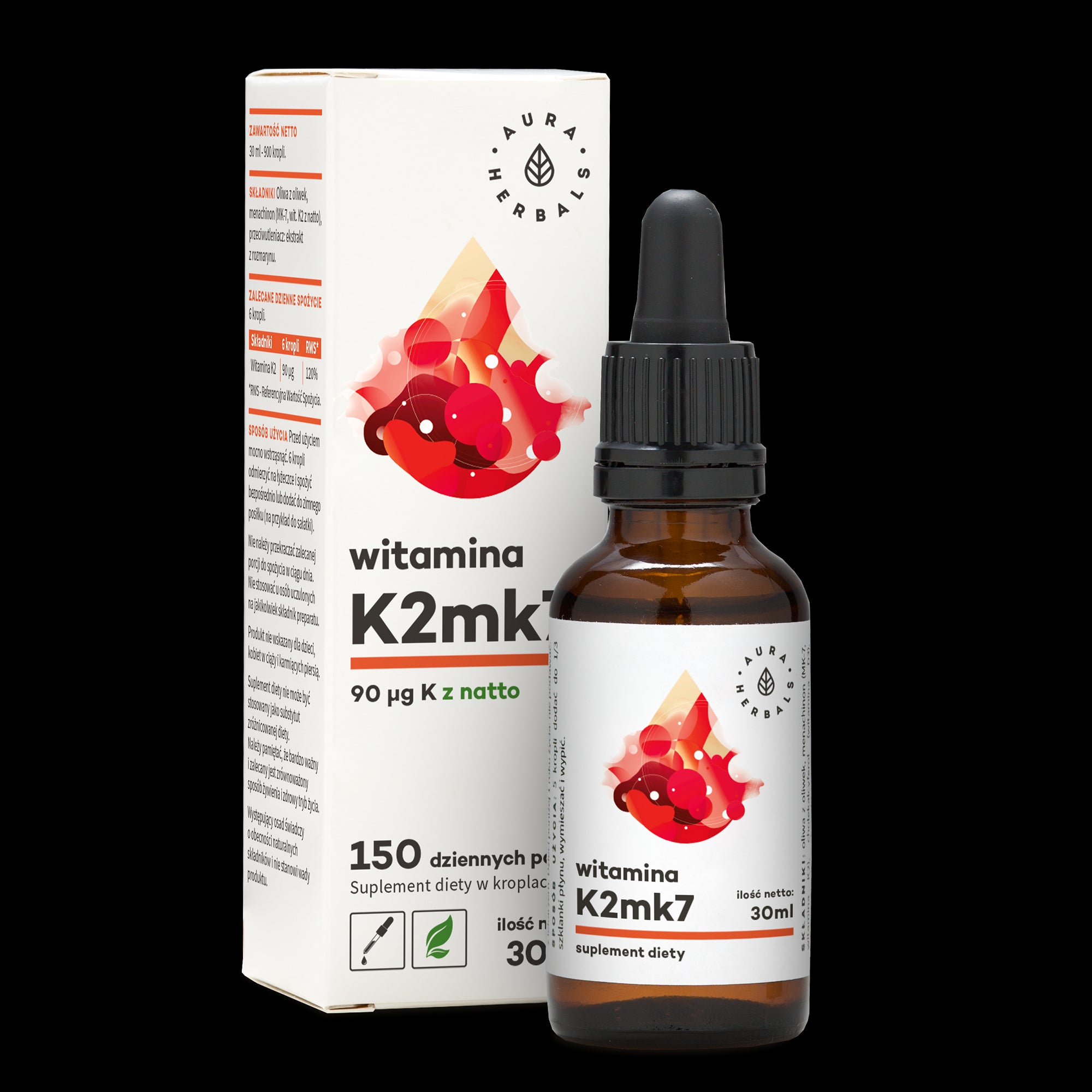Vitamine K2MK7 en gouttes de 30 ml AURA HERBALS