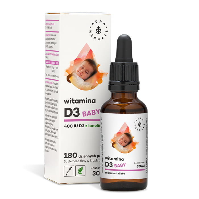 Vitamine D3 bébé 400 ui en gouttes de 30 ml AURA HERBALS