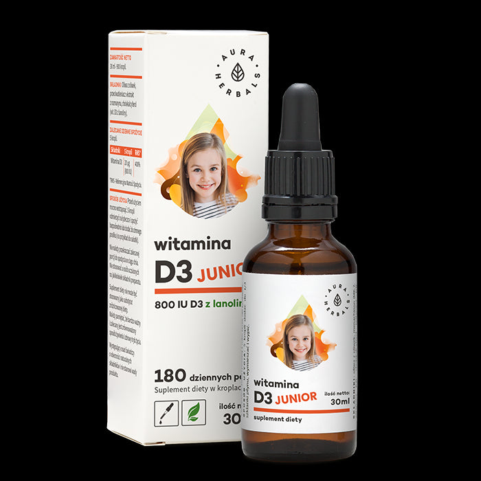 Vitamine D3 junior 800 ui en gouttes de 30 ml AURA HERBALS