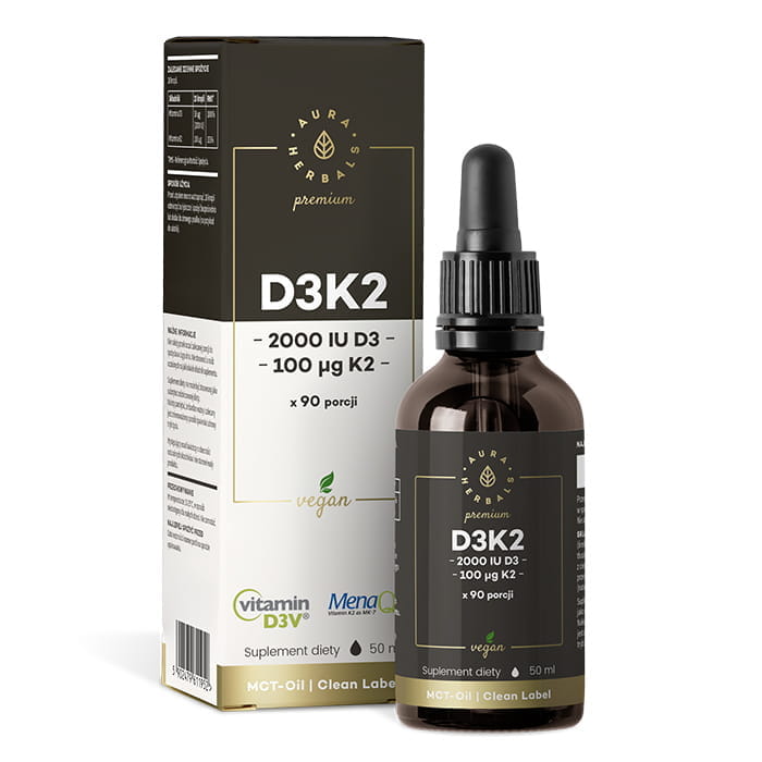 Vitamine D3K2 2000 ui premium vegan MENAQ7® AURA HERBALS