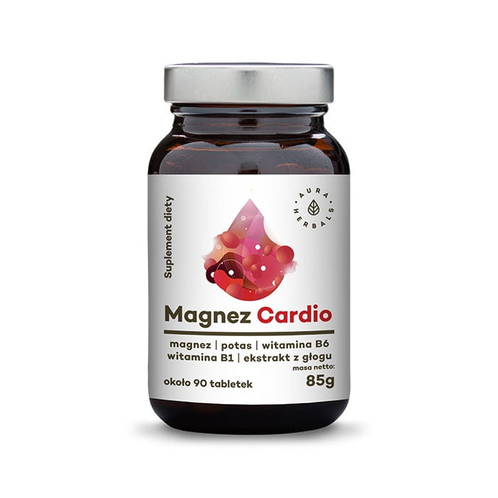 Magnésium cardio et extrait d'aubépine et potassium et B1 et B6 90 comprimés d'AURA HERBALS