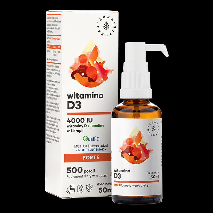 Vitamine D3 4000 UI dans l'huile MCT 50 ml AURA HERBALS