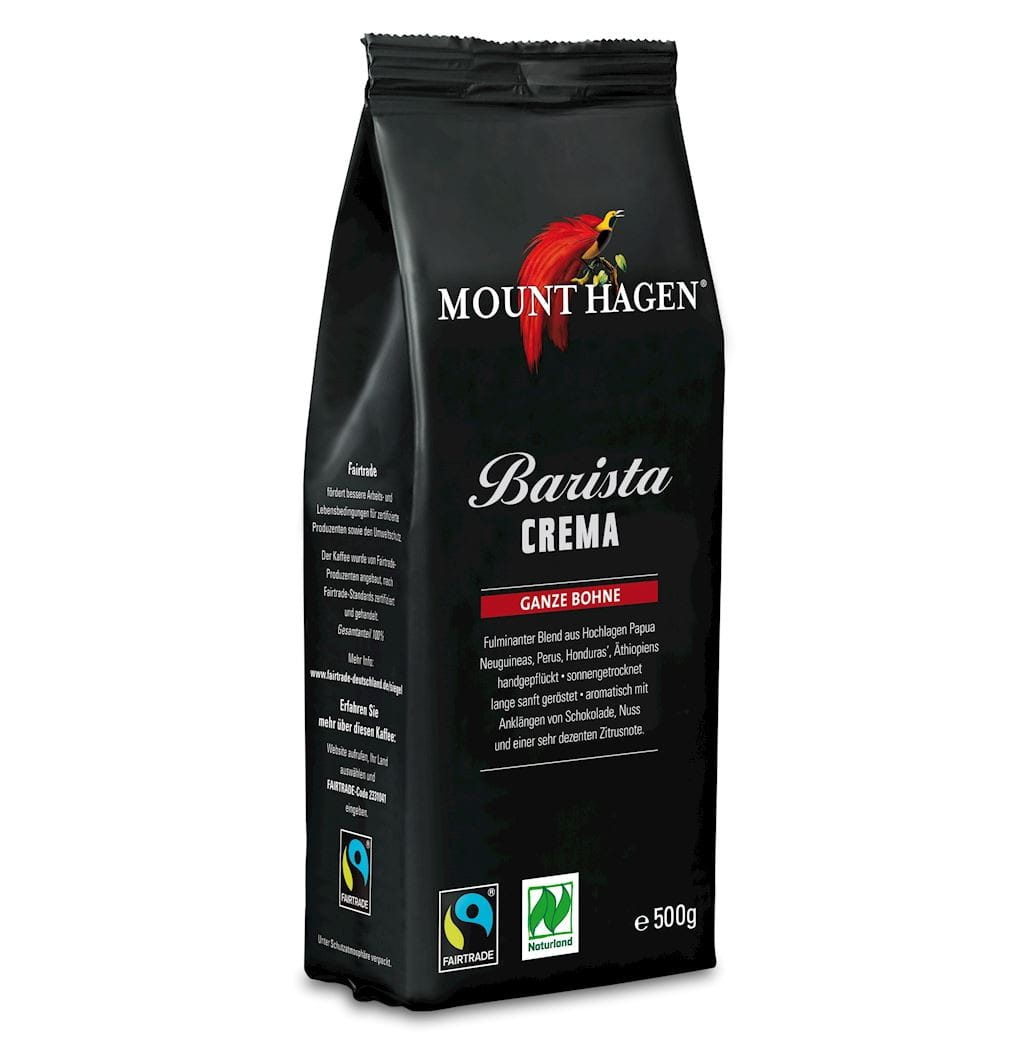 Café arabica en grains 100% barista crema commerce équitable BIO 500 g - MOUNT HAGEN