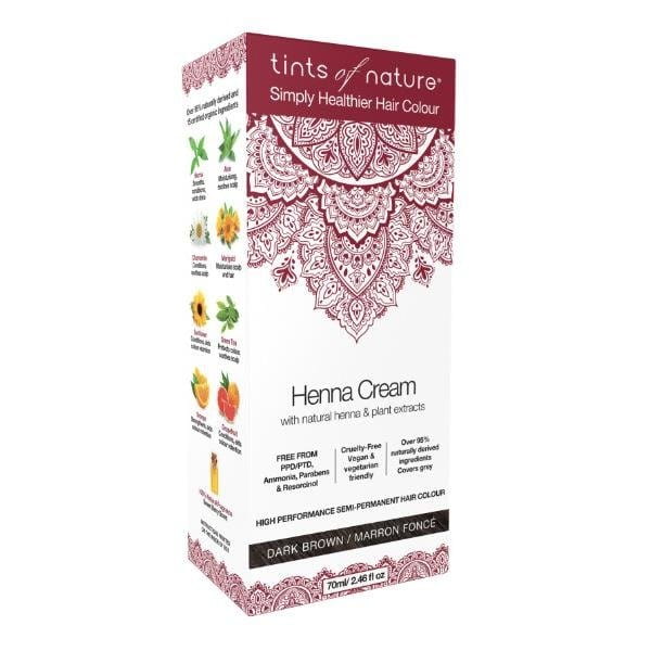 Teinture capillaire semi-permanente en crème au henné - châtain foncé TINTS OF NATURE