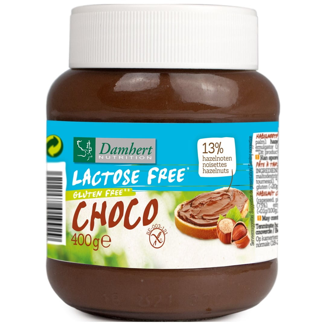 Crème au chocolat et noix sans lactose sans gluten 400g DAMHERT