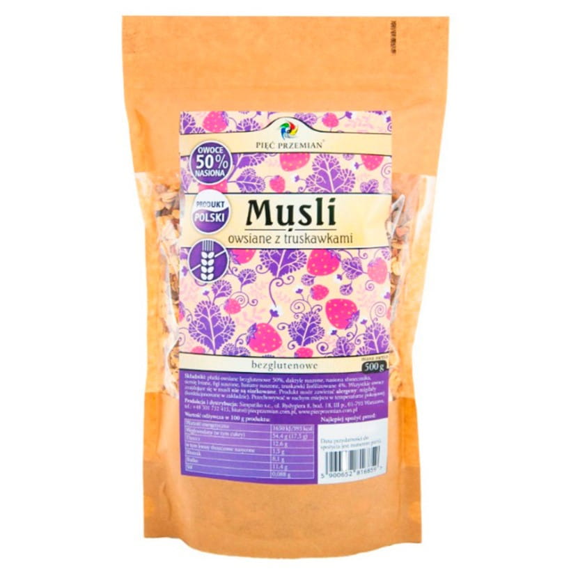 Muesli d'avoine aux fraises sans gluten 500g CINQ CHANGEMENTS