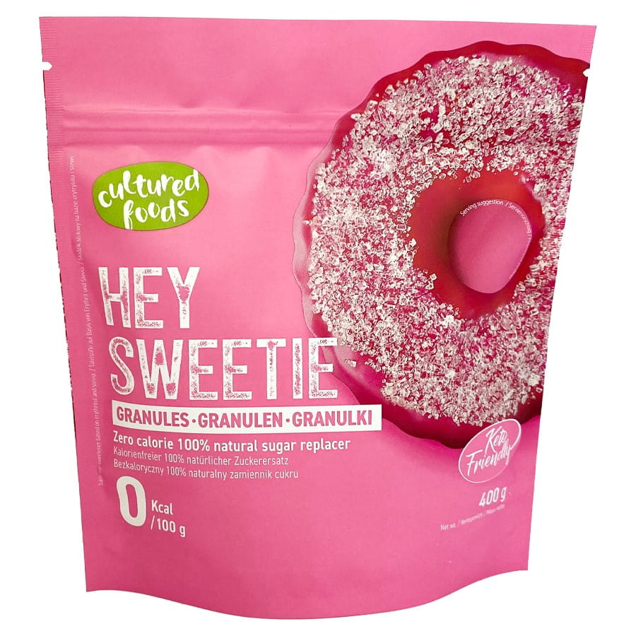 Hey sweetie en granulés - un substitut de sucre naturel à base d'érythritol et de stévia CULTURED FOODS 400g