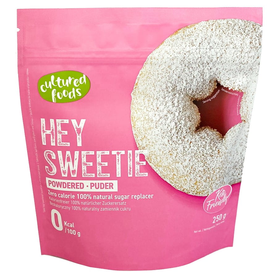 Hey sweetie en poudre - un substitut de sucre naturel à base d'érythritol et de stévia CULTURED FOODS 250g