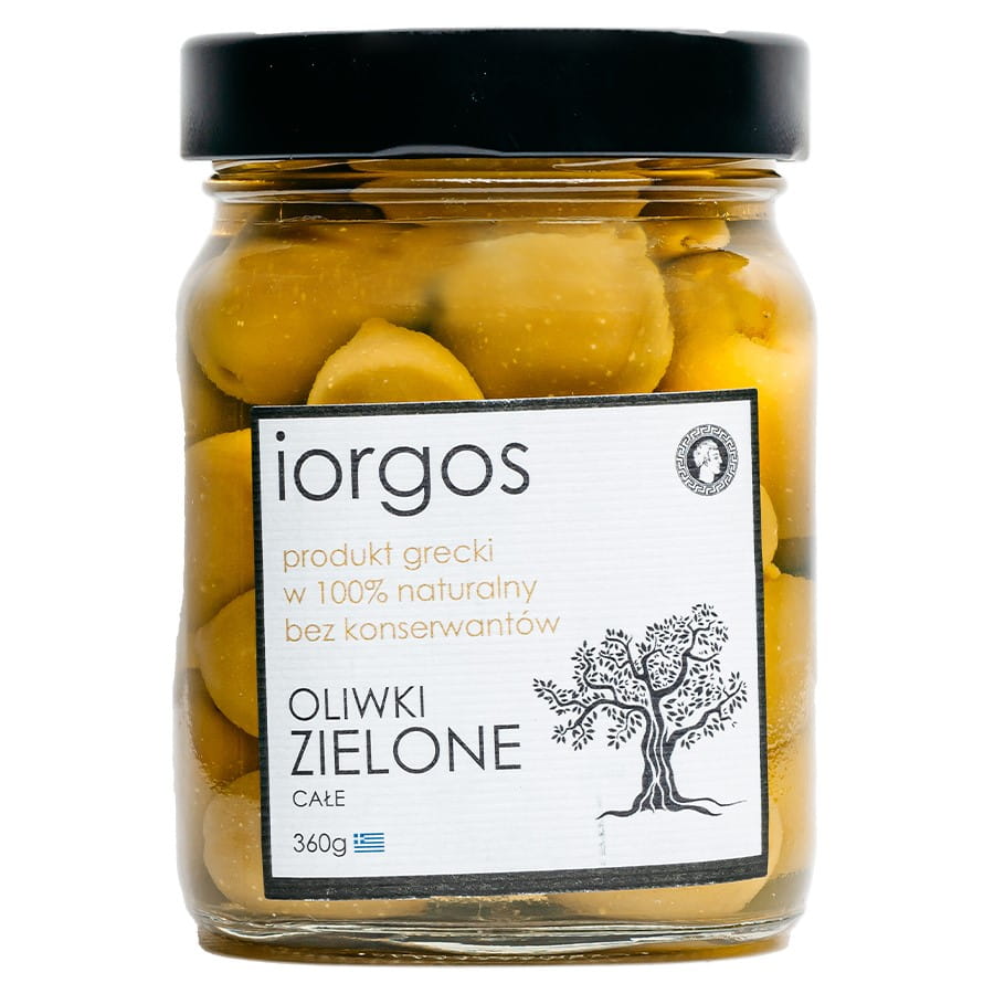Olives vertes premium - entières 360g IORGOS