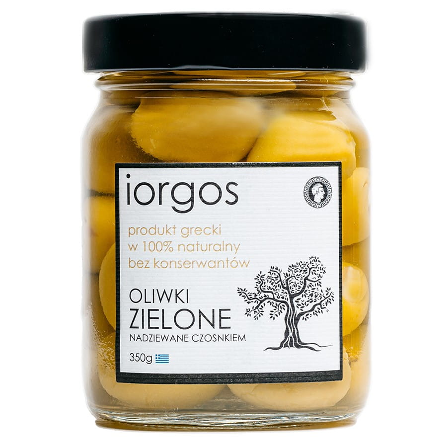 Olives vertes premium - à l'ail 350g IORGOS