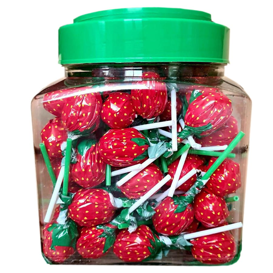 Sucettes saveur fraise sans sucre 100 x 13g