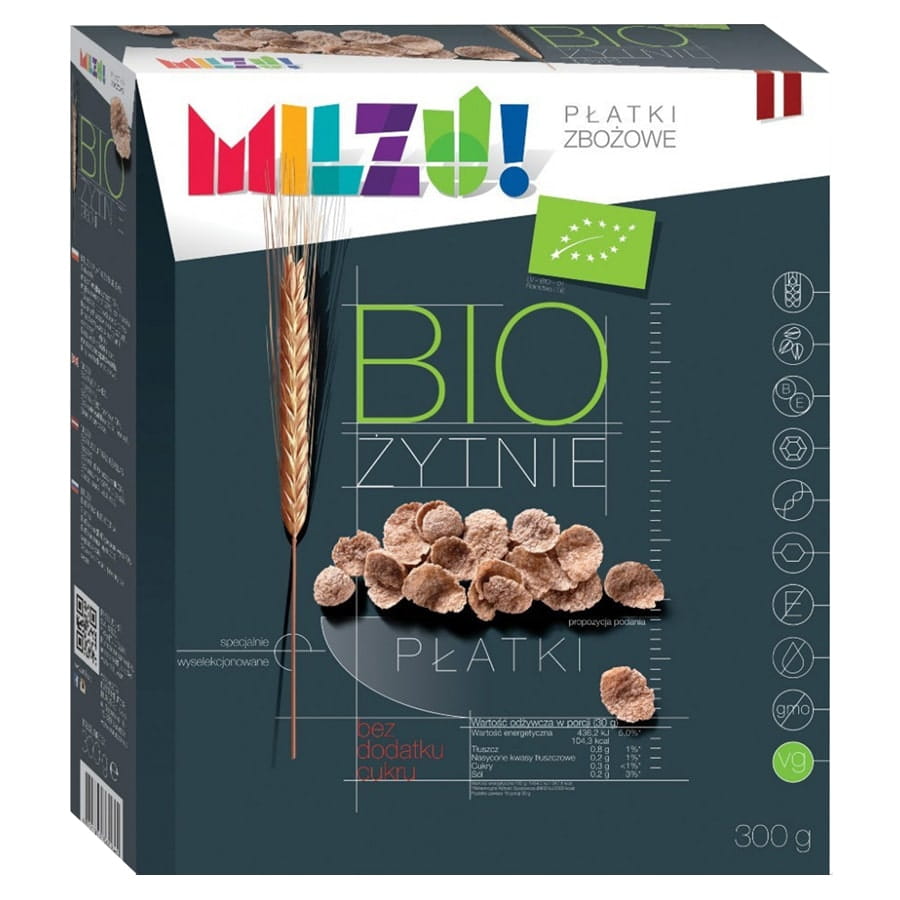 Flocons de seigle et d'avoine sans sucre BIO 300g MILZU