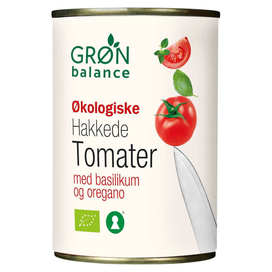 Tomates coupées sans peau à l'origan et au basilic BIO 400 g - GRON BALANCE
