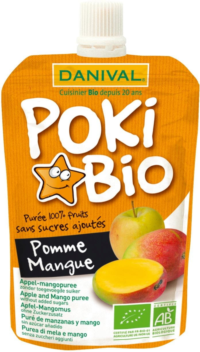 Pomme - purée de mangue 100% fruit sans sucre ajouté BIO 90 g - DANIVAL