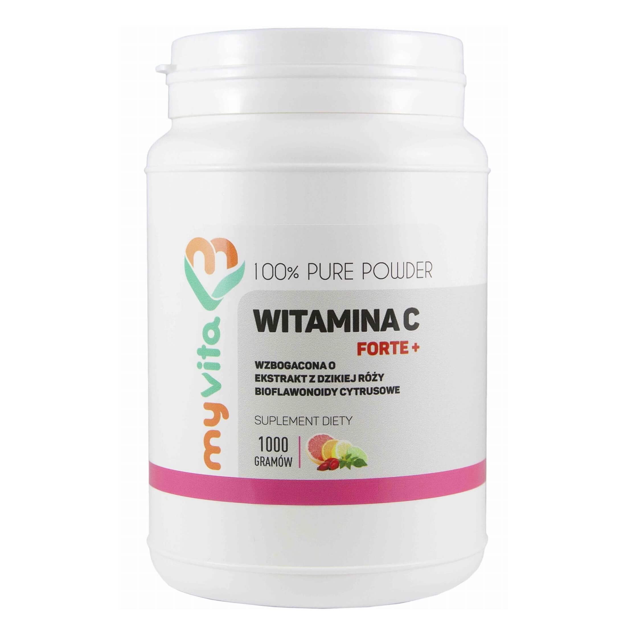 Vitamine C FORTE + extrait de rose sauvage, bioflavonoïdes d'agrumes 1000g MYVITA