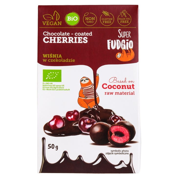 Cerise lyophilisée au chocolat sans gluten BIO 50g SUPER FUDGIO