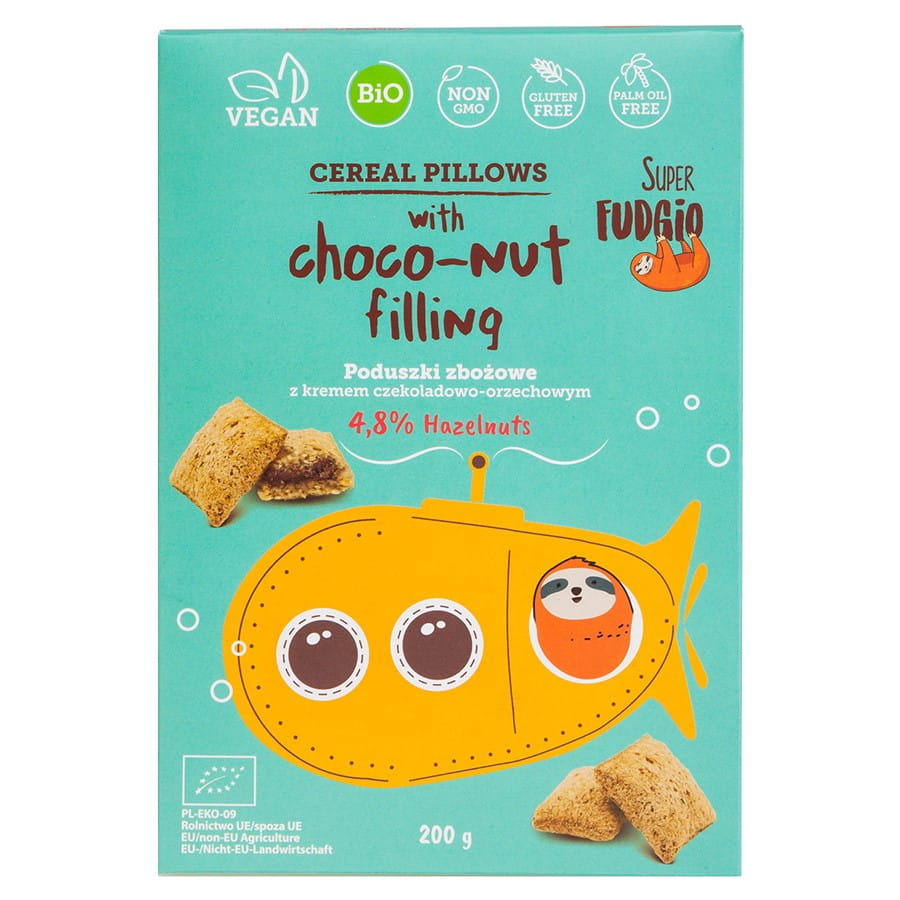 Coussins de céréales à la crème de cacahuète sans gluten BIO 200g SUPER FUDGIO