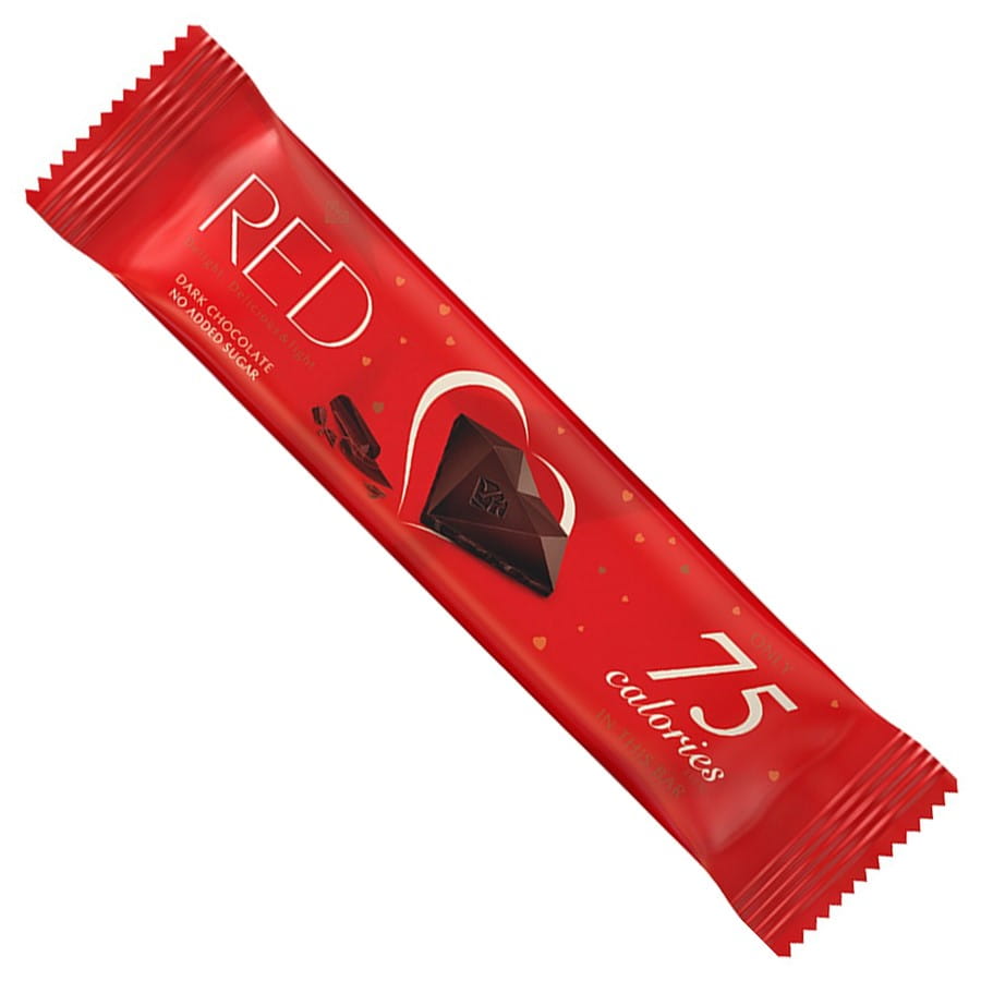 Tablette de chocolat noir sans sucre ajouté seulement 75 calories 26g RED DELIGHT