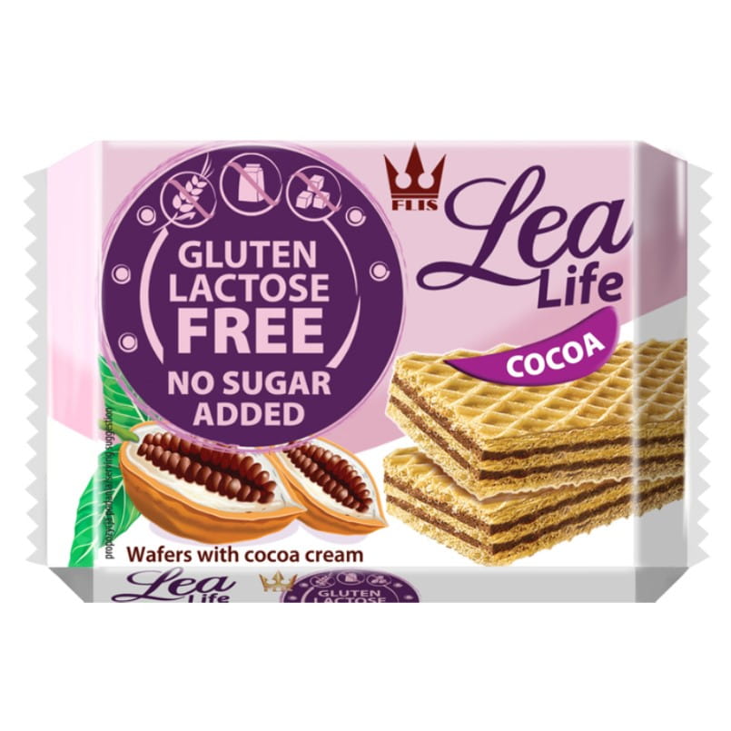Gaufrettes au cacao sans gluten, lactose et sans sucre ajouté 95g LEA LIFE