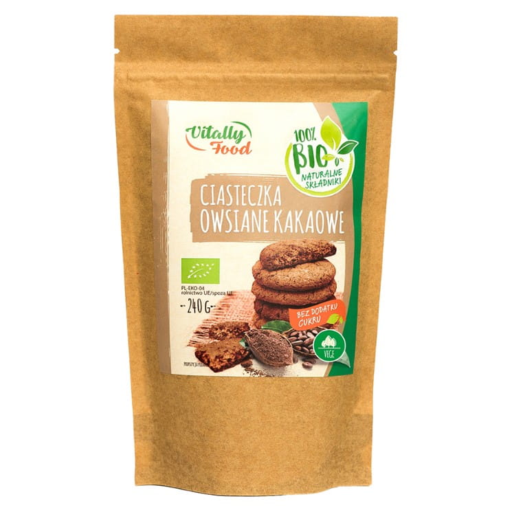 Mélange biscuits avoine cacao sans sucre ajouté BIO 240g VITALLY FOOD