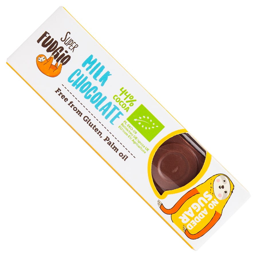 Barre chocolatée au lait sans sucre ajouté BIO 40g SUPER FUDGIO