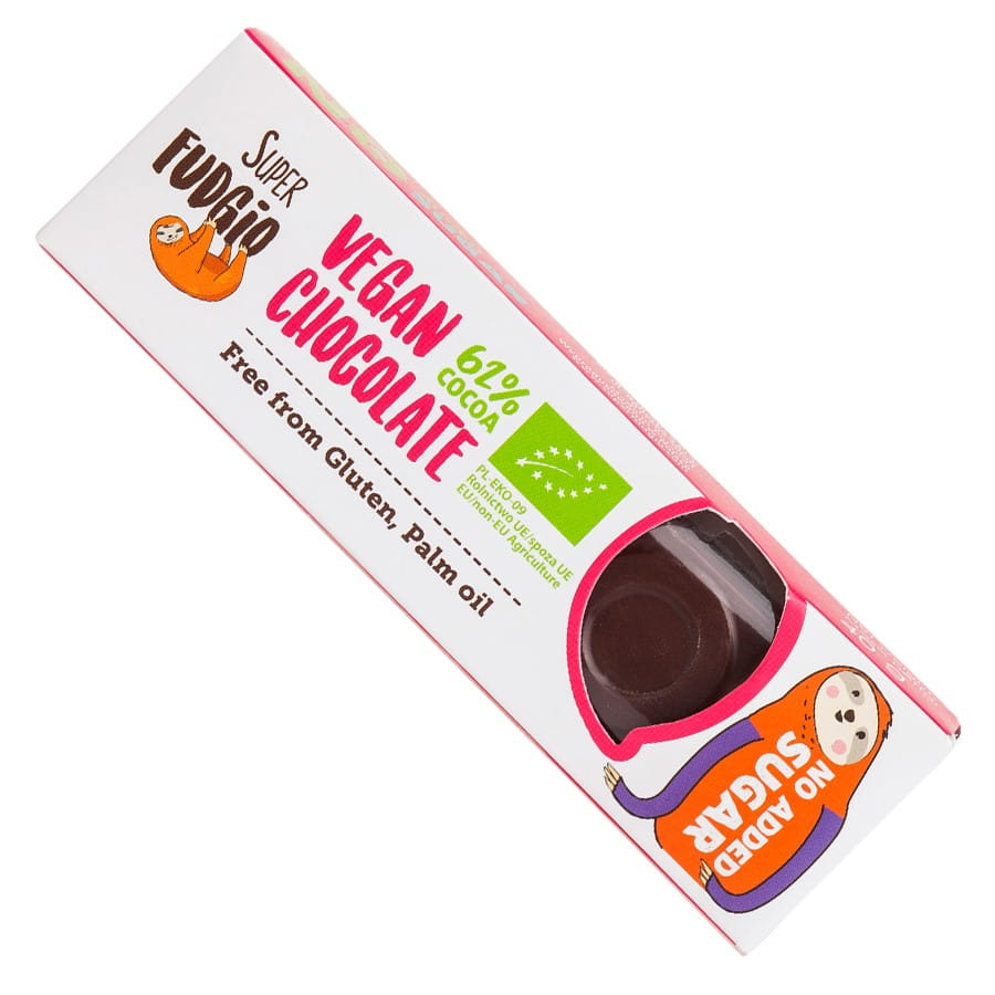 Tablette de chocolat au goût de noix de coco sans sucre ajouté BIO 40g SUPER FUDGIO