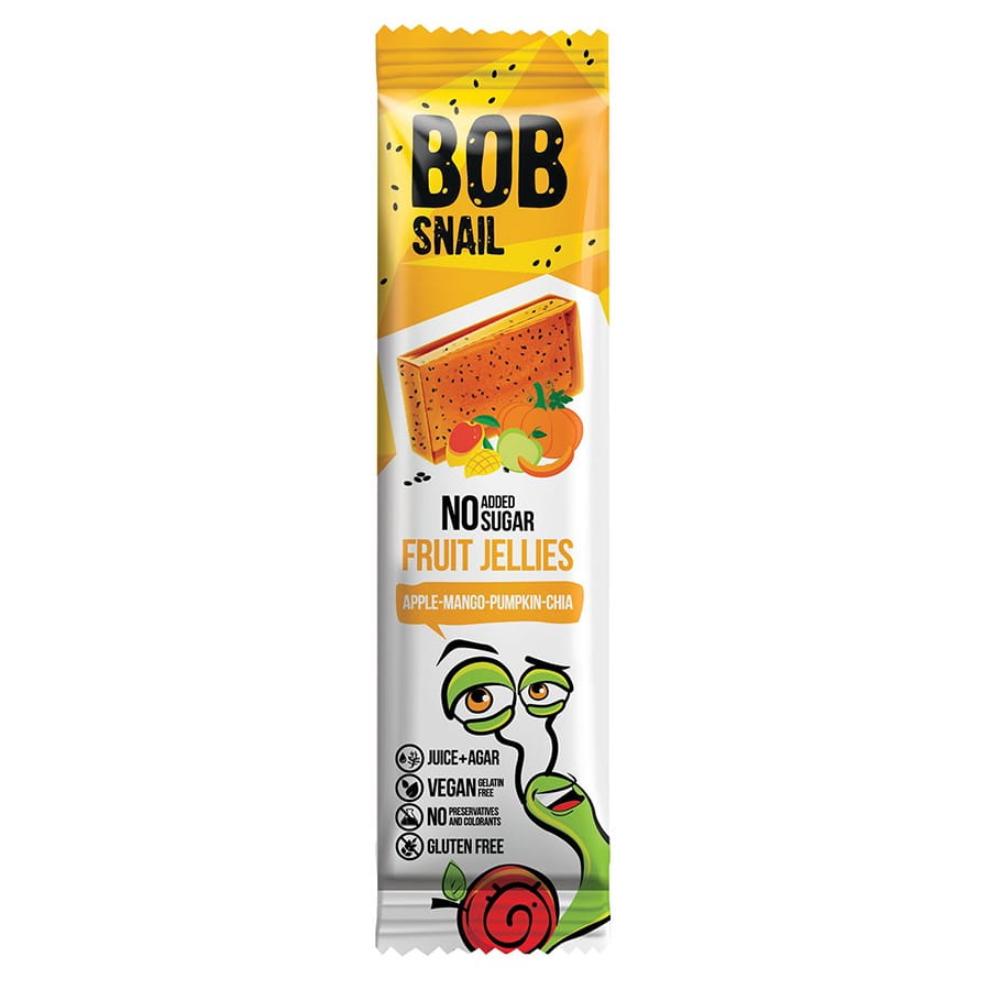 Snack gelées pomme - mangue - potiron - chia sans sucre ajouté 38g BOB SNAIL