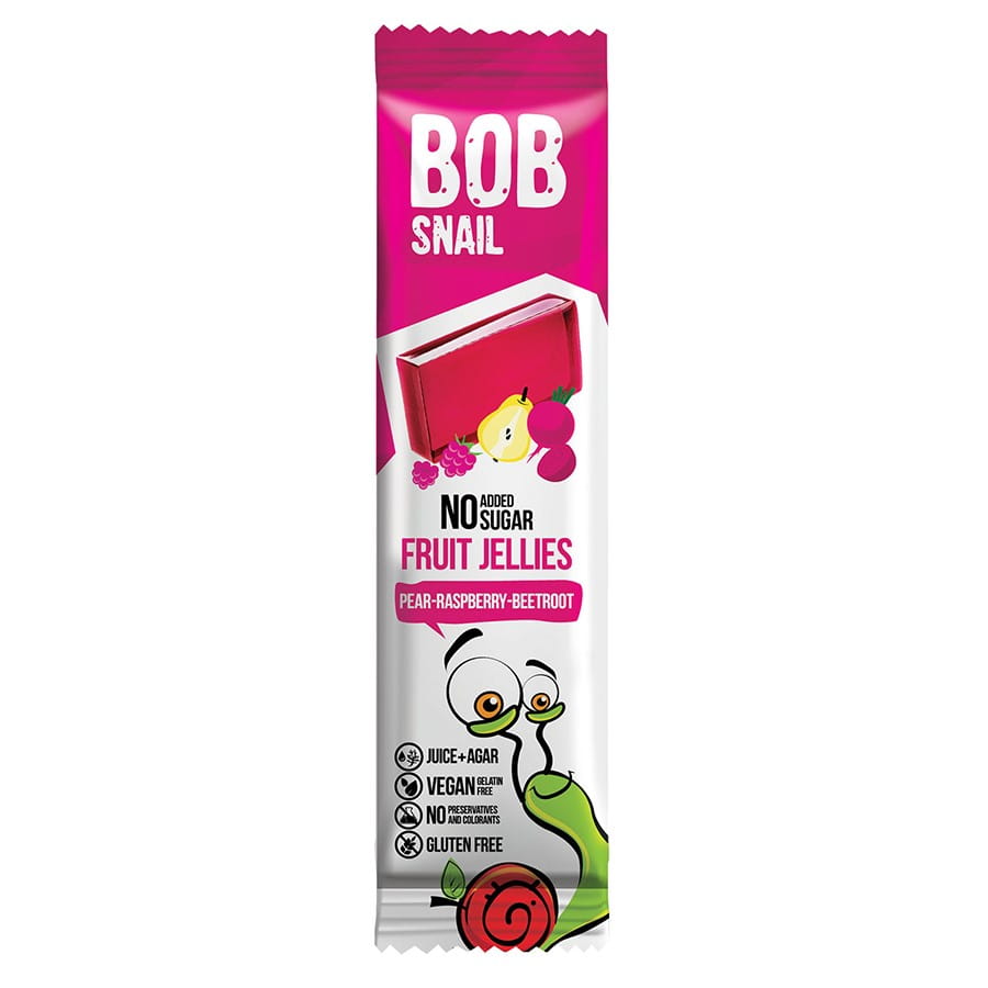 Snack gelées poire - framboise - betterave sans sucre ajouté 38g BOB ESCARGOT