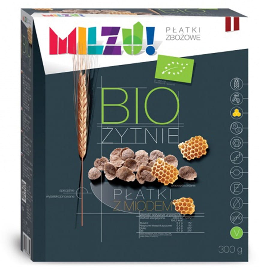Flocons de seigle et d'avoine au miel BIO 300g MILZU