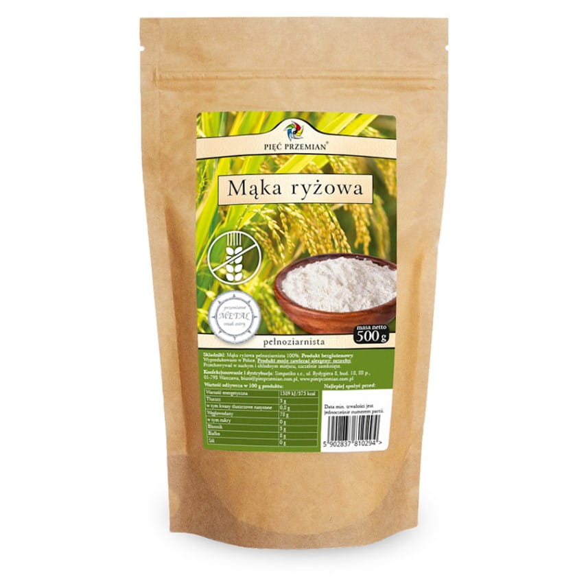 Farine de riz complet, sans gluten 500g CINQ CHANGEMENTS