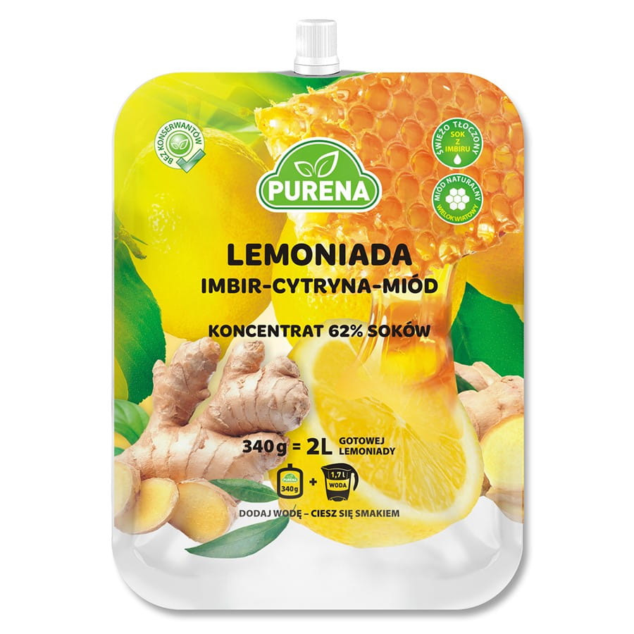 Limonade gingembre - citron - miel concentré 340g PURENA