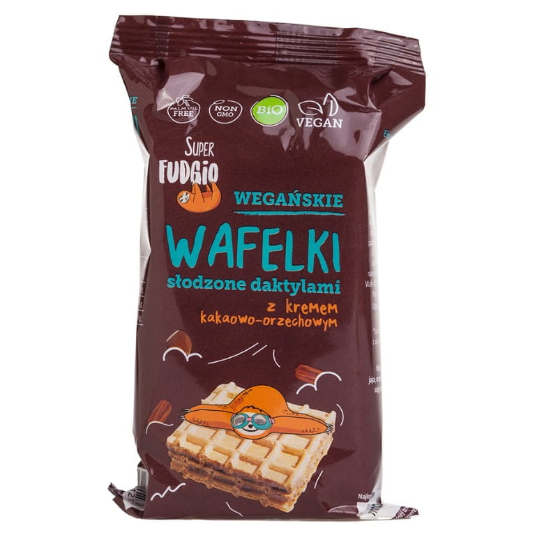 Gaufrettes sucrées aux dattes au cacao et crème de noix BIO 120g SUPER FUDGIO