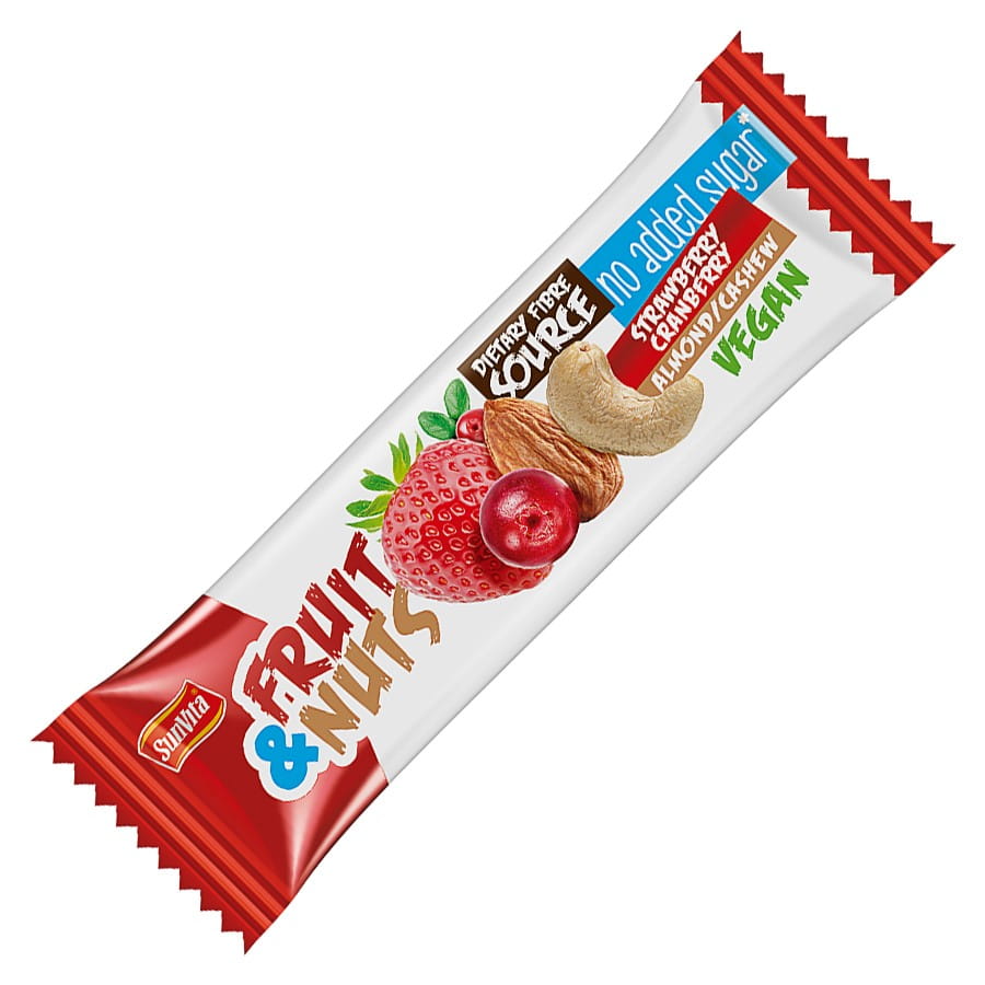 Barre aux fruits et noix "fraise et canneberge" sans sucre ajouté 30g SUNVITA
