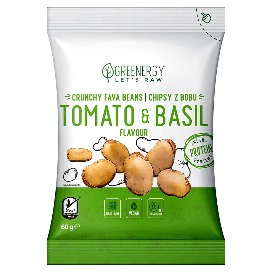 Chips de fèves saveur "tomate et basilic" 60g GREENERGY