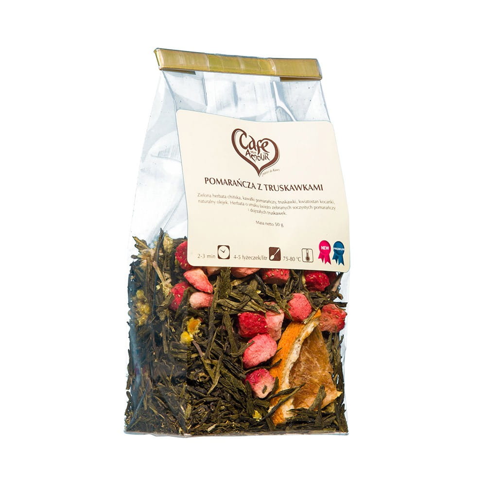 Thé vert feuille d'oranger aux fraises 50 g CAFE AMOUR