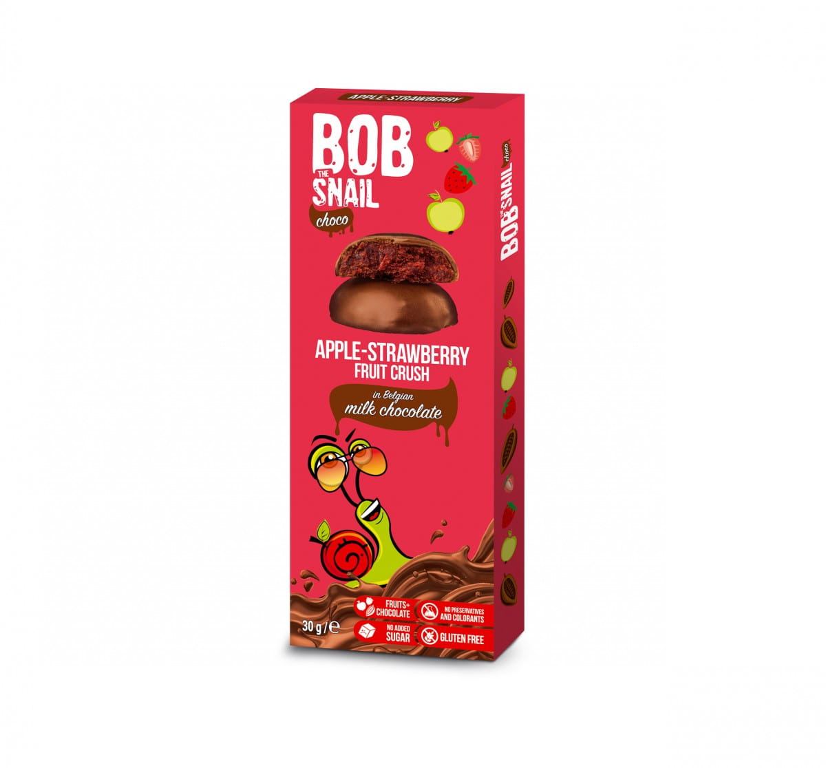 Snack pomme et fraise au chocolat au lait 30 g BOB SNAIL