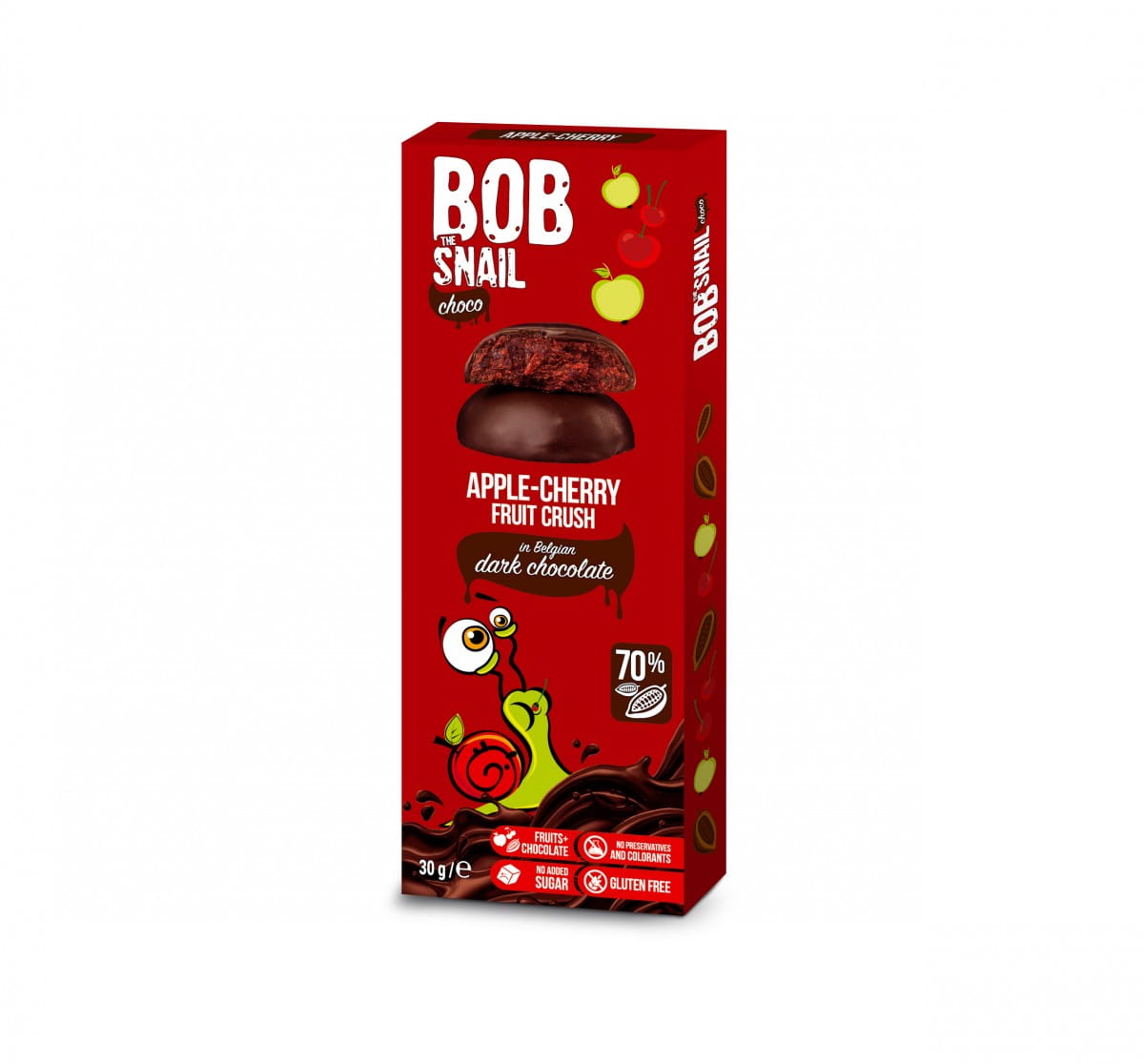 Snack au chocolat noir pomme et cerise 30 g BOB SNAIL
